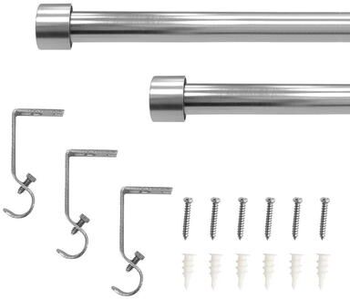 Lumi Home Furnishings Lumi Single Curtain Rod Brushed Nickel/ Black- End Cap finials