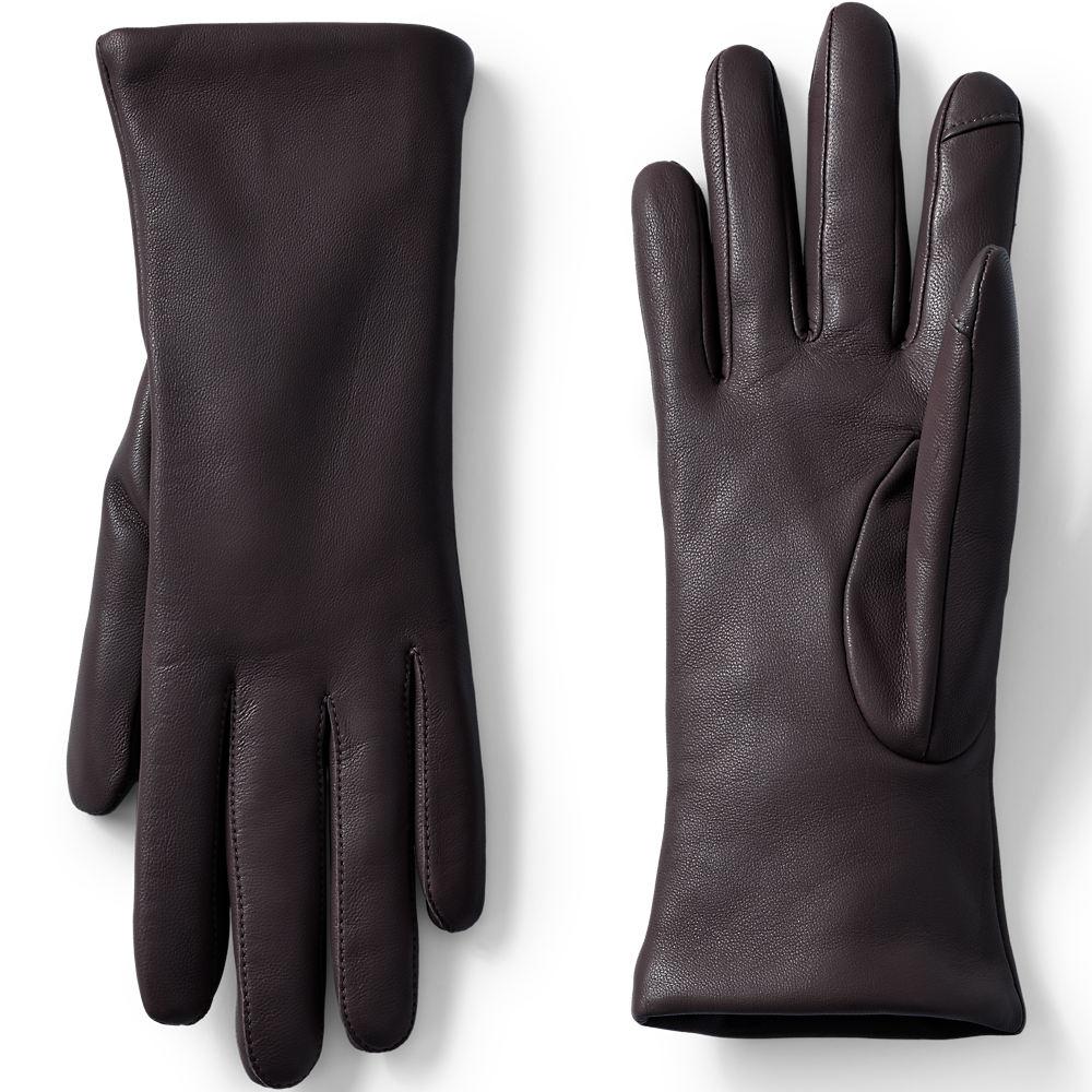 Lederhandschuhe mit Kaschmirfutter, Damen, size: regular, Braun, Kaschmir/Leder, by Lands' End