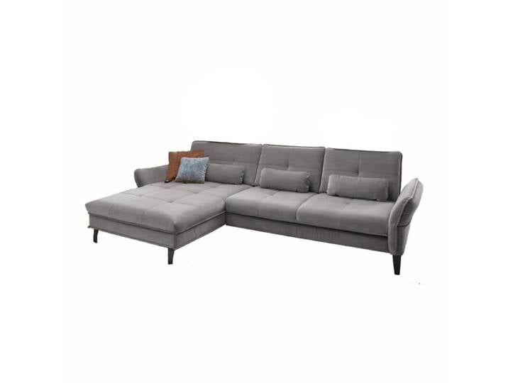 Couchliebe Key West Ecksofa - Samt Salsa silver - ohne Funktion - links manuelle Armteilverstellung, automatische Relaxfunktion, manuelle Sitztiefenverstellung, Schlaffunktion Modern