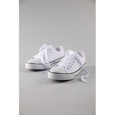 Sneaker ANISTON SHOES, Damen, Gr. 36 (3,5), Textil, weiß, Schuhe Skaterschuh Canvassneaker Sneaker low, Freizeitschuh, Sneaker mit klassischen umlaufenden schwarzen Streifen