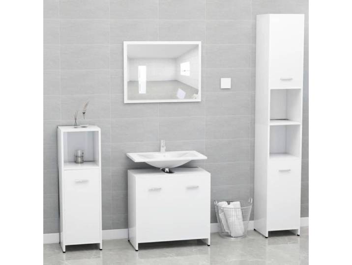 18417 Jill's ) SOLDES CHIC Ensemble de meubles de salle de bain Avec élégant - Armoire Rangement Colonne de Salle de Bain - Blanc A