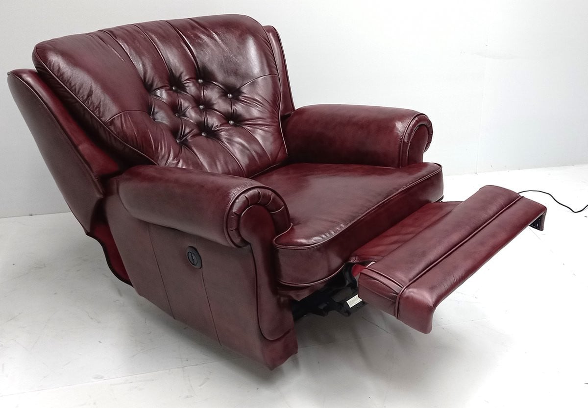 Chesterfield Relaxfauteuil STING - Elektrisch verstelbaar - Leder Burgundy (Bordo rood)