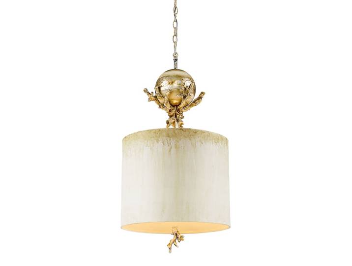 Suspension en métal patine de mastic et feuille d'argent