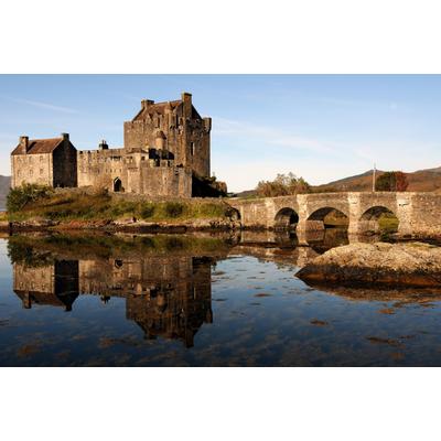 Fototapete PAPERMOON "EILEAN DONAN SCHLOSS-SCHOTTLAND HIGHLANDS BURG MAUER", bunt, B:4,5m L:2,8m, Vlies, Tapeten