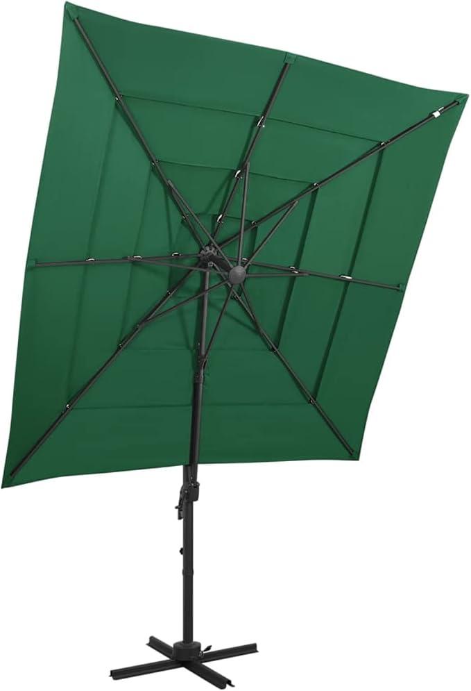 Sonnenschirm, Sonnenschutz Garten, Sonnenschirm Terrasse, Balkonsonnenschirme, Balkon Sonnenschutz, Balkon Sichtschutz Uv-Schutz, mit Aluminium-Mast 4-lagig Grün 250x250 cm