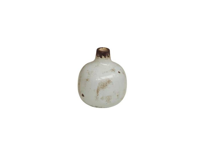 Vase en céramique blanc, petit, à poser - Chehoma, Houlle - H9 cm
