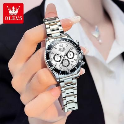 Uplifted Goods Womens Luxury Quartz Watch With Date And Luminous Display silver Pink