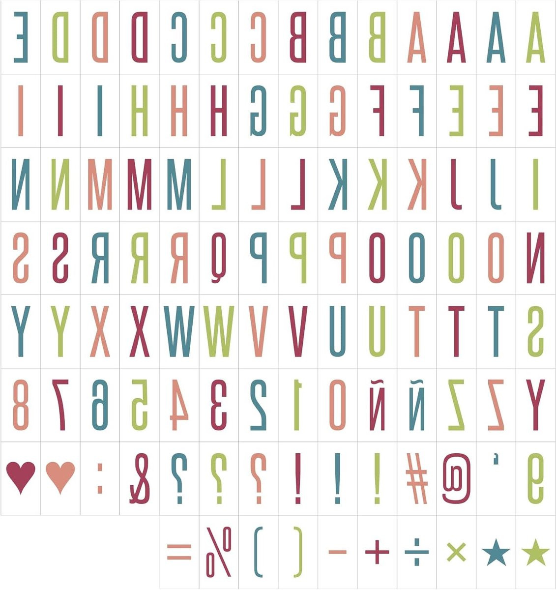 Kleurrijke Letters Tekenset Lightbox Decoratie - 108 Stuks - Veelkleurig