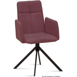 ARMLEHNSTUHL (4er-Set) Druci 52x92x60 Schwarz/Marsala