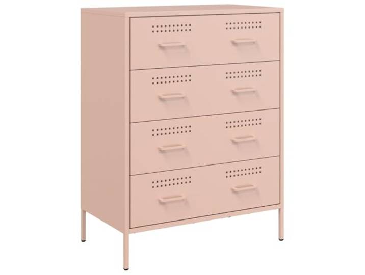 Roanoer Sideboard Rosa 68x39x89 cm Kommode Metall 4 Schubladen Industriell Robuster Stahlschrank im Industrie-Design mit 4 geräumigen Schubladen für Schlafzimmer und Wohnzimmer.