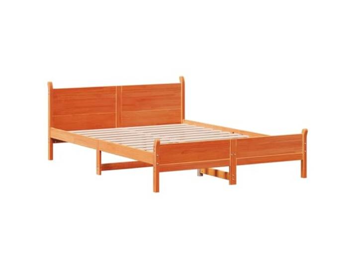KTHLBRH Bettgestell Kiefer massiv braun Wachs 140 x 200 cm Lattenrost inklusive, Behälter unten, Kopfteil, stabiler Rahmen