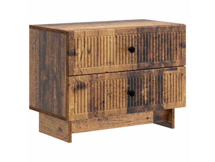 Nachttisch mit 2 Schubladen Altholz 62 x 34,5 x 47,5 cm Holzwerkstoff Holzwerkstoff mit Metallknöpfen, Innenmaß 62 x 34, 5 x 47, 5 cm, für Schlafzimmer und Wohnzimmer, 5 cm