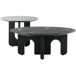 Carmen BALDER Couchtisch-Set Ø 100 cm – Schwarz/Weiß