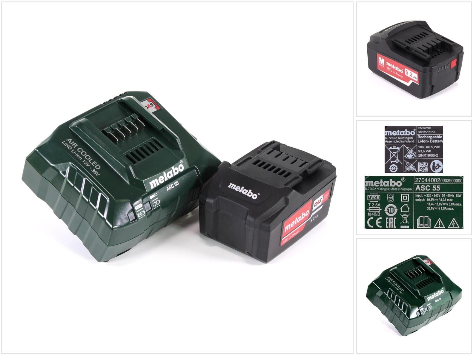 Metabo Basis Accuset 18V Set met 1x 5.2Ah Accu en ASC 55 Lader