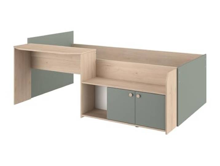 Parisot Halbhohes Hochbett Jade 1 Seladon Grün/Jackson-Eiche