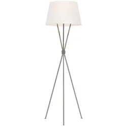 Stehlampe Stehleuchte Wohnzimmerlampe Stahl Leinen Nickel H 139,7 cm 1 Flammig