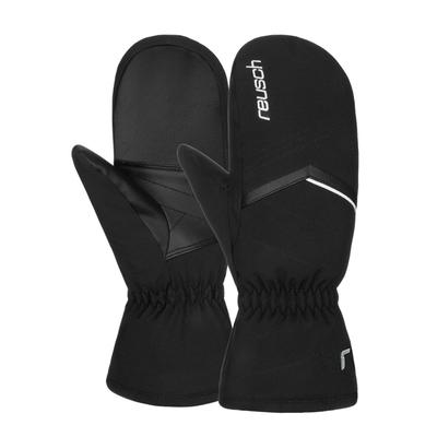 Fäustlinge REUSCH "Marisa Mitten", Damen, Gr. 8, schwarz-weiß (schwarz, weiß), 87% Polyester, 13% Lederimitat, mehrfarbig, Handschuhe Fäustlinge, mit wärmender TecFill-Isolierung