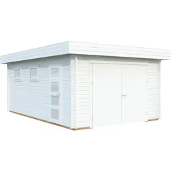 Palmako Garage Rasmus 19,0 m2 - 44 mm - mit Holztor weiß lackiert