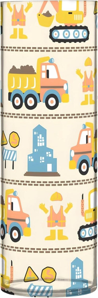 Decoratieve Cilinder Vaas met Beige Print - Hoogte: 30 cm
