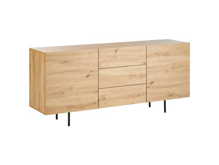 Beliani Sideboard mit 2 Türen Hellbraun Kenora, Braun, 163x72x41 cm, Kleinmöbel, Kommoden, Sideboards