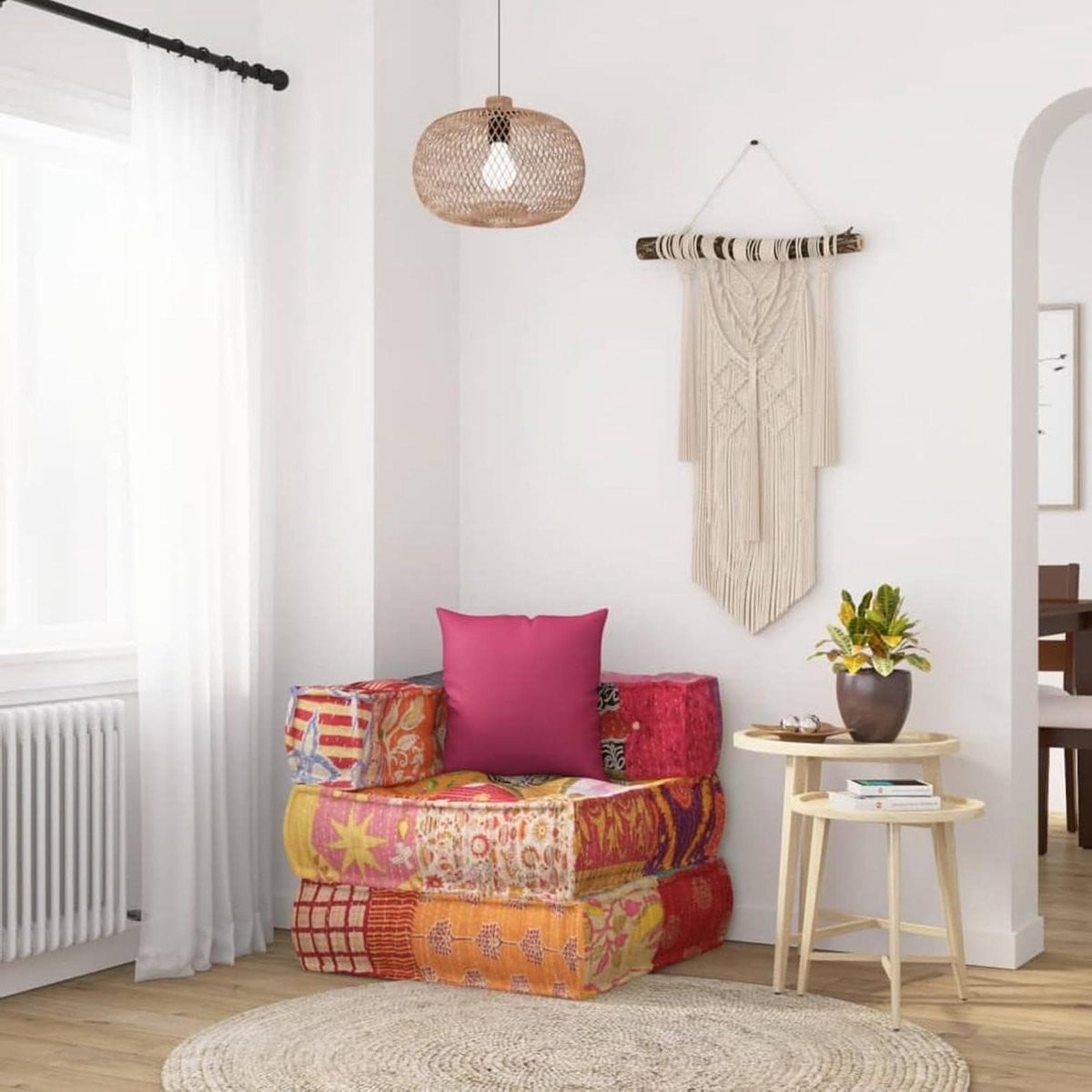 Modulaire Zitzak Poef in Patchwork Stijl - Multicolor