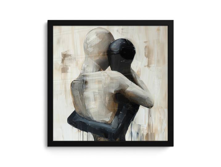 MuchoWow Poster MIT Rahmen Abstrakt - Liebe - Schwarz und weiß - Modern 40x40 cm, Papier, Quadratisch, 40x40 cm, gerahmt, Bilder & Rahmen, Bilder