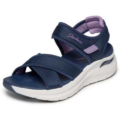 Sandale SKECHERS "ARCH FIT 2.0 SANDAL", Damen, Gr. 41, blau (navy, lila), Textil, kontrastfarbene Details, Schuhe Sandale, Freizeitschuh, Trekkingschuh mit Arch Fit