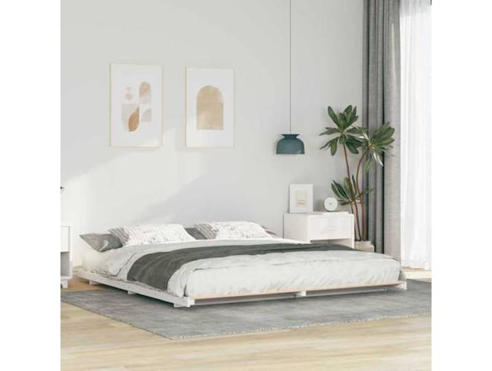 YUTAASU Bettrahmen Weiß 180 x 220 cm Massives Kiefernholz Modernes Plattform-Design, Einfache Montage, Ohne Boxspring, Pflegeleicht, Stabil