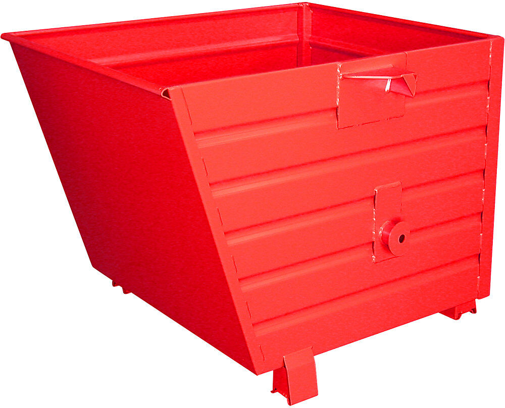 Kippbehälter, stapelbar, Volumen 0,9 m³, rot RAL 3000 eurokraft pro