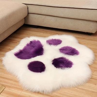 Uplifted Goods Ultra Soft Plush Cat Paw Decorative Floor Mat white Purple