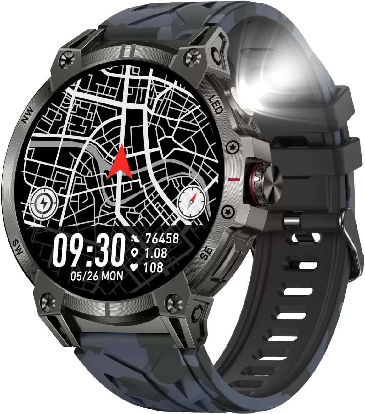 INF Multifunktionale Smartwatch mit Gesundheitsüberwachung und Bluetooth-Anrufen Blau
