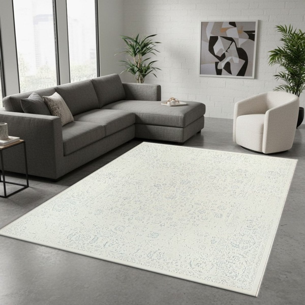 TapisTrend Designer tapijt Crème - Vintage oosters met verweerde bloemenpatronen - 140 x 200 cm