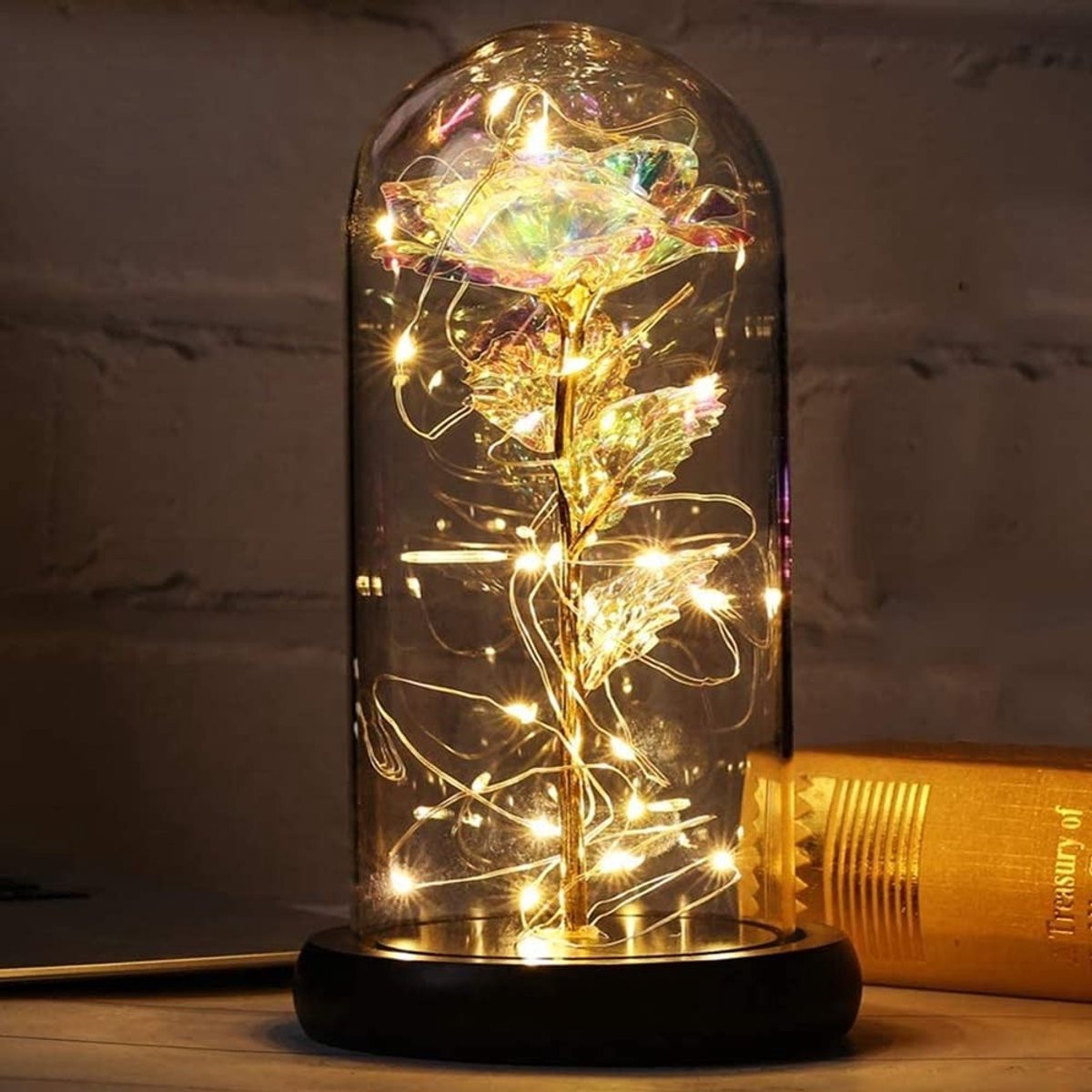 Eternale Roos in Glazen Dome met LED Verlichting