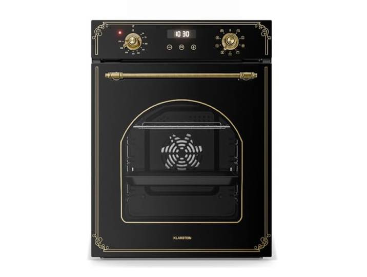 Klarstein Elizabeth Slim Einbaubackofen - 45 cm, 49 L, 9 Funktionen, Dampfreinigung, Digitaler Timer, Schwarzes Glas, Energieklasse A, Backofen Einbaugerät