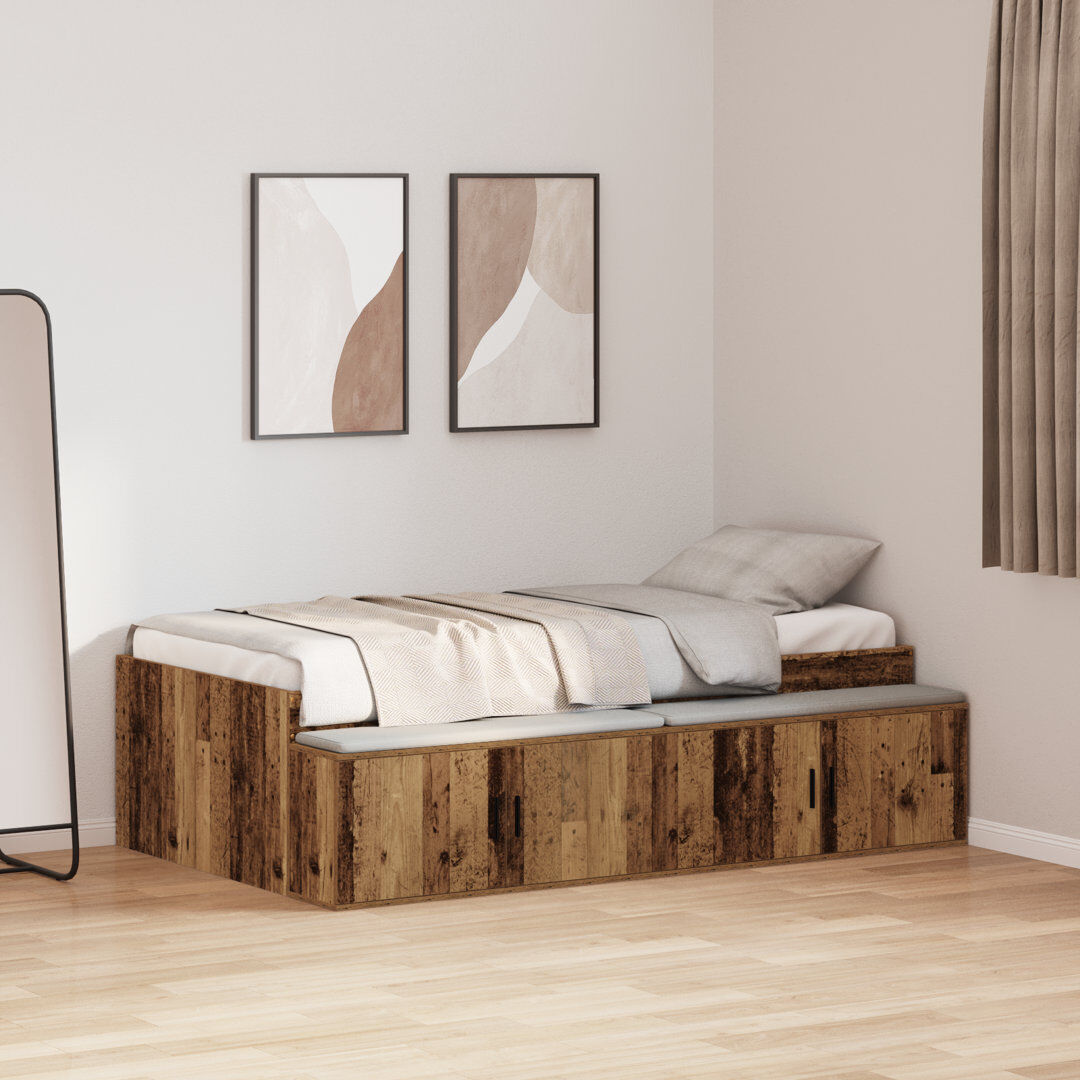 Vidaxl Storage Bed Frame Old Wood Small Single (2'6)
