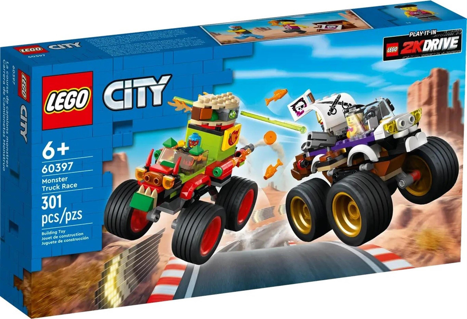 LEGO City 60397 Monstertruck Combinatieset met Raceauto in Piraten- en Taco-stijl