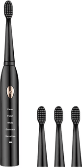 Inspire Essentials Jianpai Sonic Electric Toothbrush With USB Charging And Waterproof Design black Gold 4 Heads