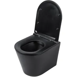 Differnz, Toilette + Bidet, wand toilet rimless met zitting - Keramiek - Mat zwart - 51.5 x 35.5 x 36.5 cm (38.500.03)