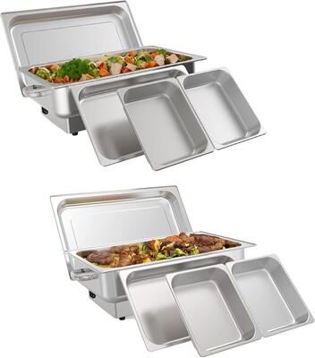 Garvee 2 Pack Electric 1x1/1+2x1/2 Size Pans Chafing Dish Buffet Set, Commercial Food Warmer