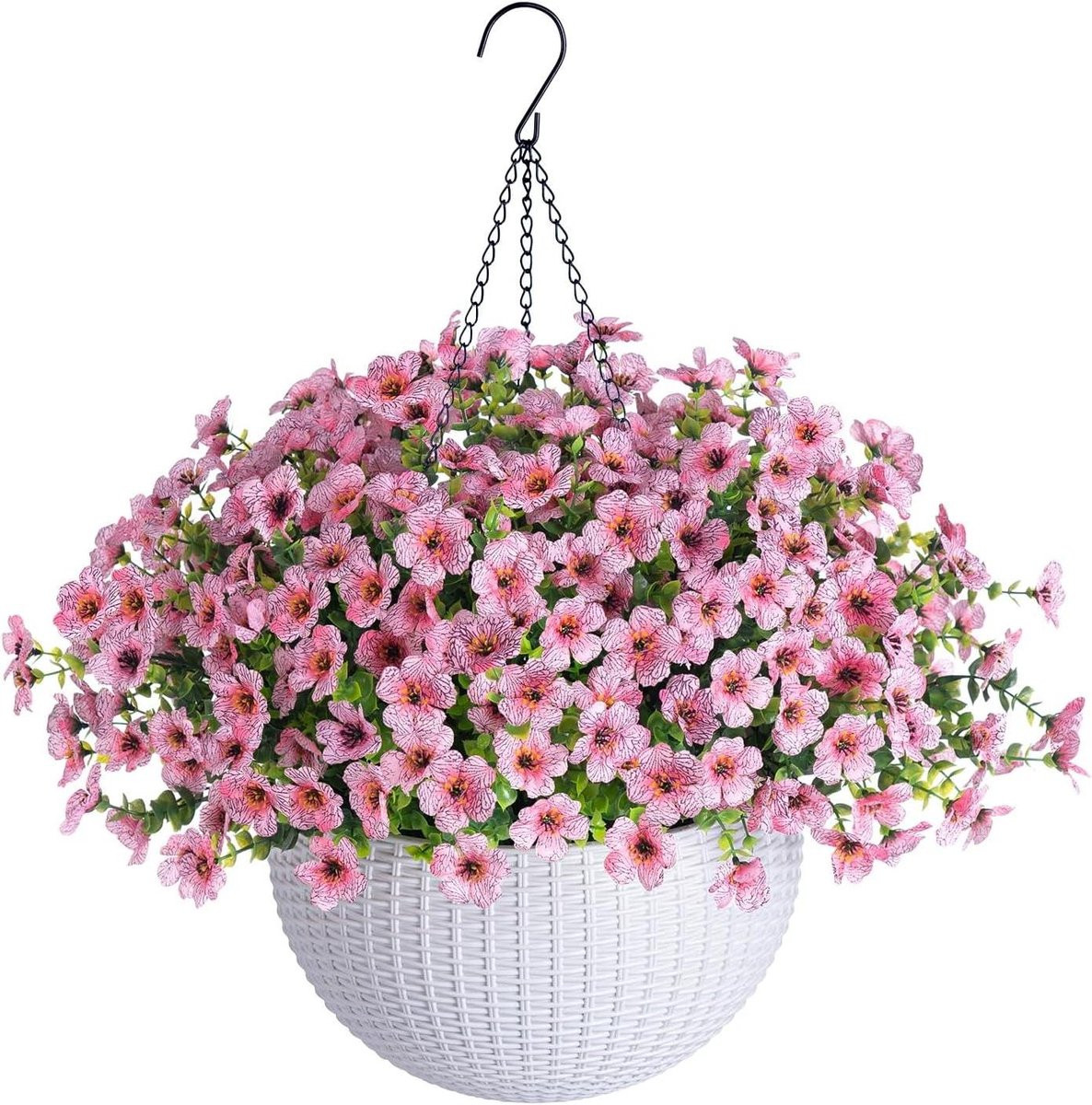 Hangende Bloemen Mand met Kunstbloemen in Roze