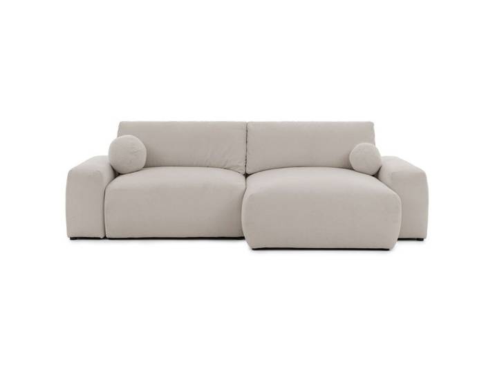 Constance - Canapé d'angle réversible 4 places convertible avec coffre en tissu - Beige