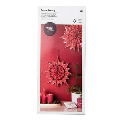 Papiertüten Sterne Set, Punkte, Rot