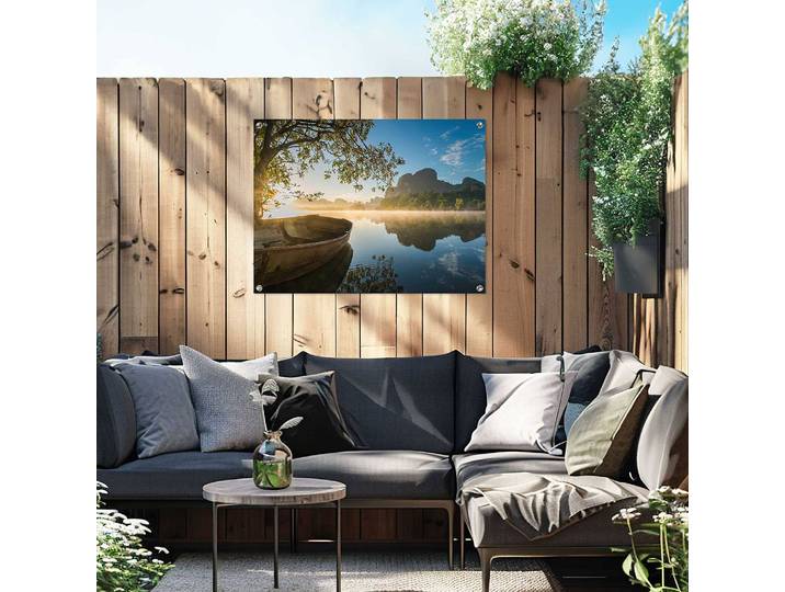 Outdoor-Poster Boot auf dem See PVC Grün/Grün 60 x 80 x 0cm