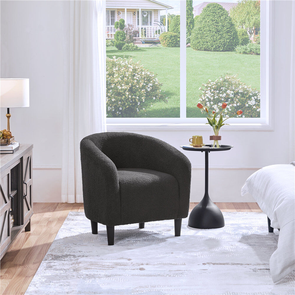 Yaheetech Boucle Club Chair Combining Contemporary and Traditional Design Dark Grey 73cm H X 70.5cm W X 65cm D