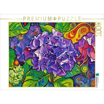 CALVENDO Puzzle Hortensie im modernen Jugendstil | 1000 Teile Lege-Größe 64x48cm Foto-Puzzle für glückliche Stunden