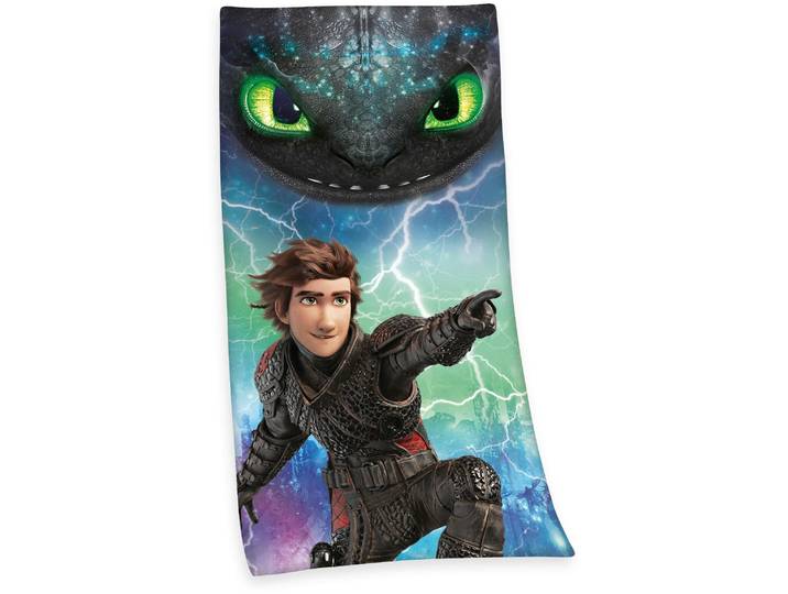 Badetuch Dragons 3 , bunt (grün, blau, bunt), B:75cm L:150cm, Velours, Obermaterial: 100% Baumwolle, Handtücher, Badetuch, mit Drachenmotiv