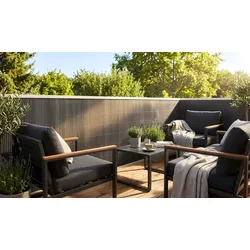 Balkonverkleidung Kunststoff 3 x 1,6 m – Sichtschutzmatte aus PVC, Anthrazit – Balkonsichtschutz in 300 x 160 cm – Sichtschutz für Balkon