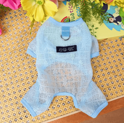 Inspire Picks Breathable Mesh Dog Cooling Jumpsuit Four Legged Summer Sun Protection Clothes blue l