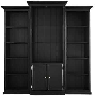 Tuscan 3-Piece Bookcase with Cabinet - Black - Ballard Designs