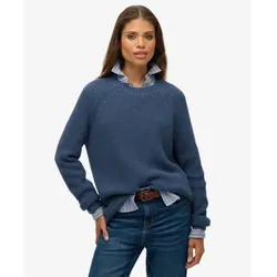 Superdry für Damen. W6110672A Entspannter Rippenstrick-Pullover blau (XS), Lässig, Baumwolle